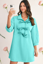 Moonlight Jade Bow Front Patchwork Bracelet Sleeve Mini Dress Short Dresses 6a7e3620baad3e4b