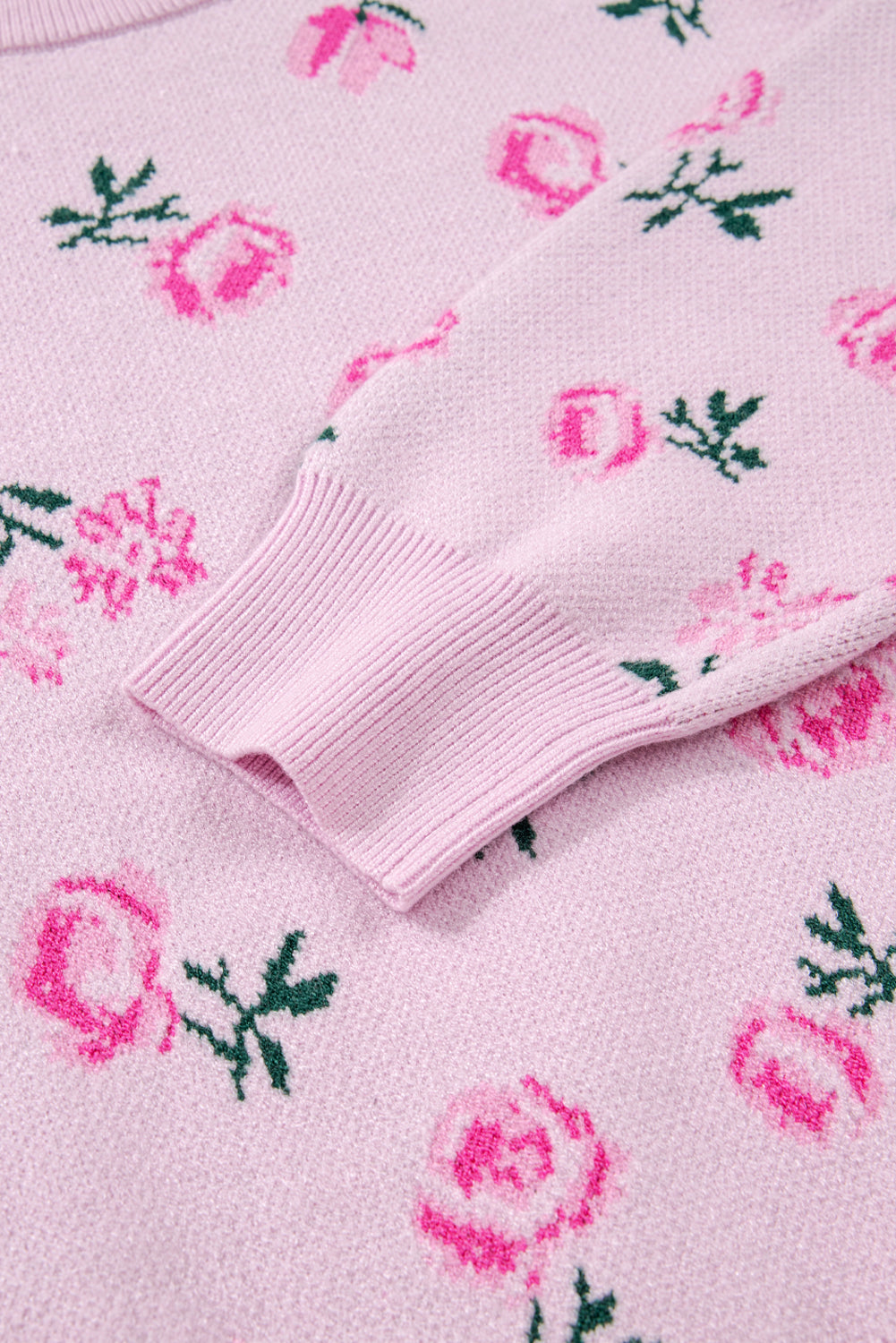 Delicacy Sweet Floral Print Drop Shoulder Cropped Sweater Sweaters 6a86531327882262