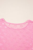 Pink Plus Size Bow Embroidered Mesh Long Sleeve Top Plus Size Tops 6a99d52303e38932