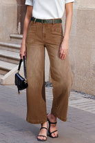 Brown Minimalist Patch Pocket High Waist Shift Jeans Jeans 6b6255331a3db25d