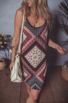 Red Geometric Paisley Print Sleeveless Mini Dress Short Dresses 6b6e7a503f74b0e9