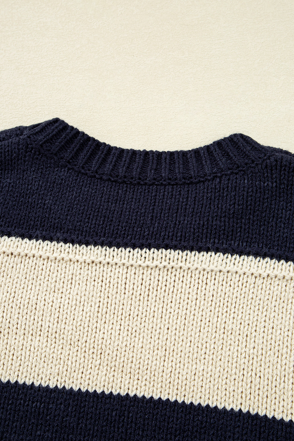 Blue Striped Plus Size Drop Shoulder Sweater Plus Size Sweaters&Cardigans 6bca75e791a8a618