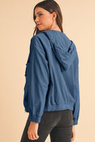 Real Teal Corduroy Drawstring Hooded Pocket Zip Up Jacket Jackets 6bfd3754b54bf9ac