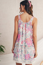 Multicolour Boho Floral Tassel Tie U Neck Mini Dress Short Dresses 6c572d3dfbb082c8