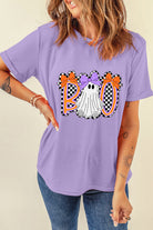 Wisteria Boo Checkered Ghost Heat Transfer Printing Crewneck Graphic Tee Graphic Tees 6c91b178e0a89370