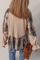 Ashleigh Blue Floral Plaid Patchwork Waffle Distressed Jacket Jackets 6ca4f08f8eee2f0b