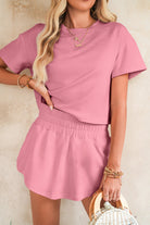 Black Cropped Tee and Ruffle High Waist Skort Set Two Piece Shorts Sets 6e74e87c2fc66f2c