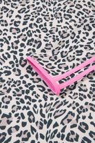 Khaki Leopard Print Contrast V Neck Varsity Stripe Detail Long Sleeve Top Long Sleeve Tops 6f25acf586dba651