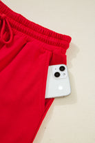 Navy Blue Varsity Striped Sleeve Drop Shoulder Sweatshirt and Shorts Set Two Piece Shorts Sets 6f5b4eda78ab2e36