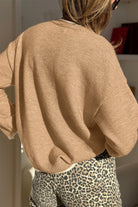 Tan Plus Size Leopard Bow Decor Split Cuffs Loose Sweater Plus Size Sweaters&Cardigans 6f653a1e5a492c8d