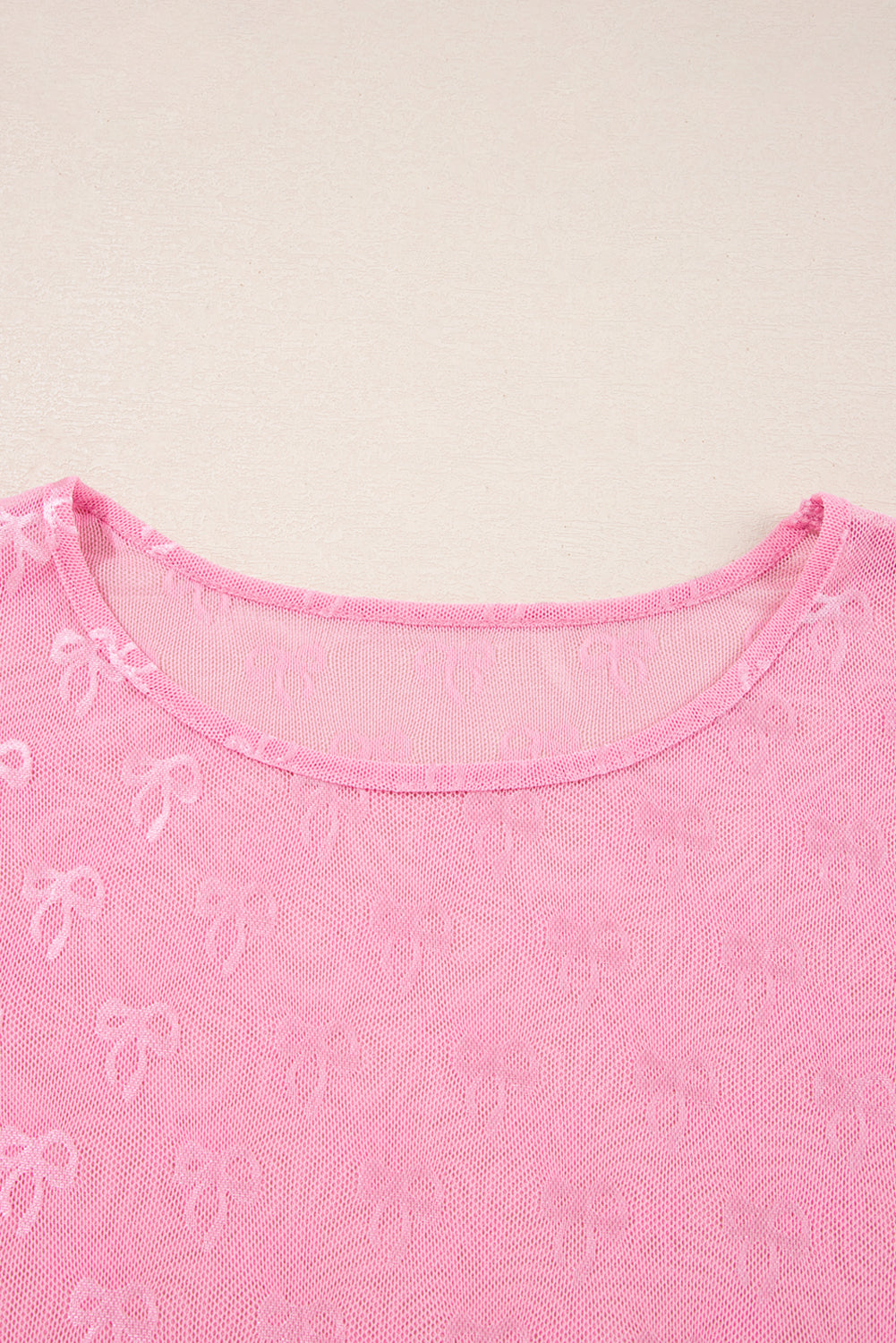 Pink Plus Size Bow Embroidered Mesh Long Sleeve Top Plus Size Tops 713a6b0a5cdd9d2c