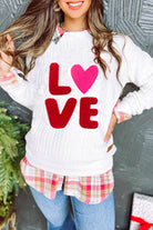 White XOXO Chenille Letter Patch Quilted Sweatshirt Sweatshirts & Hoodies 7198884c122d7947