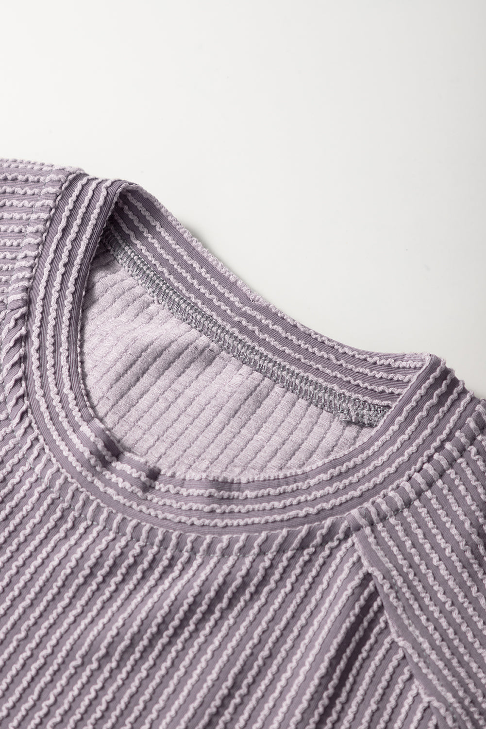 Bright Pink Solid Corded Short Sleeve T Shirt and Wide Leg Pants Set Two Piece Pants Sets 719ed0eacc80ce43