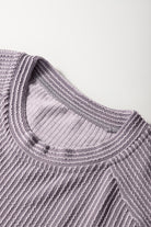 Bright Pink Solid Corded Short Sleeve T Shirt and Wide Leg Pants Set Two Piece Pants Sets 719ed0eacc80ce43