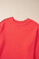 Carbon Grey Corded Long Sleeve Top and High Waist Shorts Set Two Piece Shorts Sets 7211933ed66d15b9