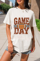 White GAME DAY Checkered Football Heat Transfer Printing Vintage Graphic Tee Graphic Tees 72515b70d78b7378