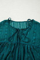 Evergreen Sheer Lace Balloon Sleeve Babydoll Blouse Blouses 72e513a32ae10b7b