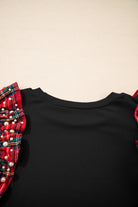 Black Pearl Plaid Ruffle Sleeve Loose T Shirt T Shirts 73b2030e901d8ed8