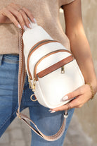 White Casual PU Multi Zipped Street Sling Bag Crossbody Bags 73cc2007b718bc7c