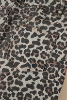 Khaki Allover Leopard Print Denim Mini Skirt Skirts 7460da607e319cfb