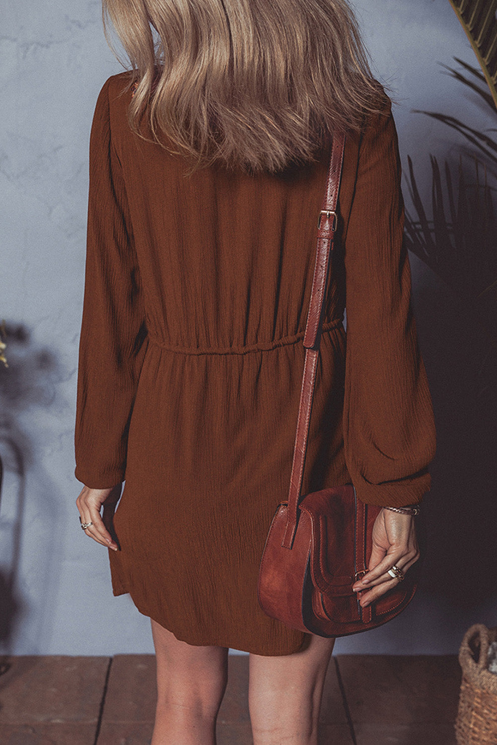 Burgundy Floral Embroidered Tassel Tie Waist Long Sleeve Mini Dress Short Dresses 747877f7e0ef3e05