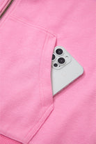 Sachet Pink Corduroy Zip Up Hooded Casual Jacket Jackets 747d741952981fff