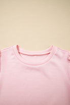 Beau Blue Puff Sleeve Pearl Embellished Scallop Hem 2-Piece Shorts Set Two Piece Shorts Sets 74eda1aef41de018