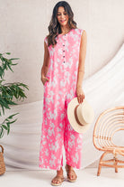 Pink Floral Print Sleeveless Wide Leg Jumpsuit Jumpsuits 7548d32def1e3238