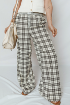Gray Plaid Wide Leg Casual Pants Pants 7600be190549cd9a