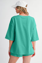 Bonbon Loose V Neck Tee and Drawstring Shorts Set Two Piece Shorts Sets 7694c507efbfd8f6