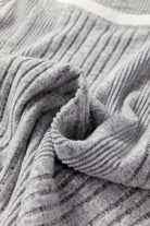 Moss Green Rib Texture Contrast Trim Round Neck Long Sleeve Top T Shirts 76bd074eee6c50ee