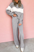 High Rise Colorblock Hoodie Drawstring High Waist Pants Set Two Piece Pants Sets 773deffb64960a55