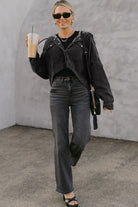 Black Chest Pocket Drop Shoulder Hooded Denim Jacket Jackets 774ffa23741c2f96