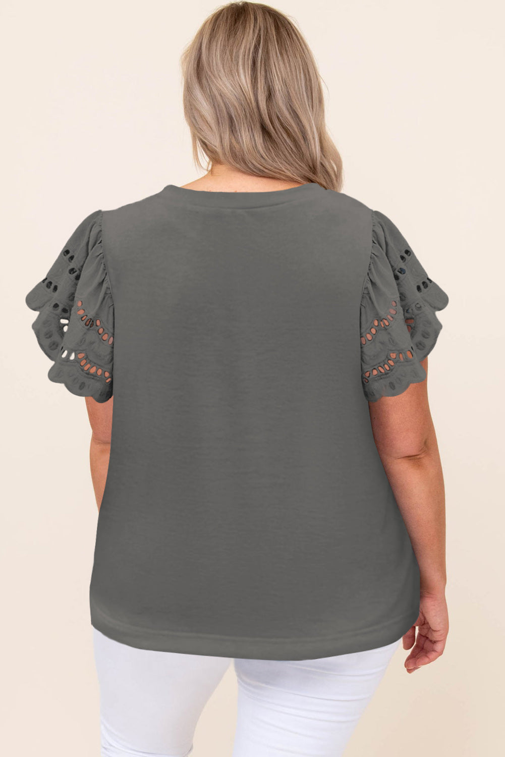Gray Plus Size Flutter Sleeve Top Plus Size Tops 77d0987ca0c98767