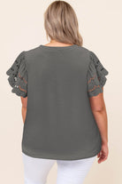 Gray Plus Size Flutter Sleeve Top Plus Size Tops 77d0987ca0c98767