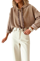 Smoke Gray Thermal Textured Leopard Drawstring Baggy Hoodie Sweatshirts & Hoodies 77ed7477b2dc9d9a