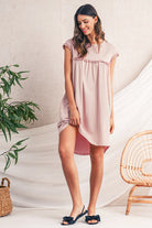 Mint Green Frilled Trim Crewneck Loose Fit Mini Dress Short Dresses 78c85d5131f7a2b3