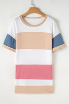 Multicolour Colorblock Patchwork Side Split Tunic T Shirt T Shirts 78cf9b0d03d75213