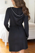 Black Contrast Trim Hooded Lounge Cardigan and Pants Set Two Piece Pants Sets 78e238b5915bcee5