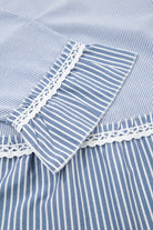 Sky Blue Crisscross Lace Detail Mixed Striped Patchwork Plus Size Dress Plus Size Dresses 78f2b33cb37adf45