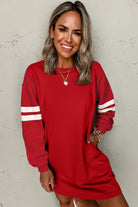 Black Preppy Striped Sleeve Loose Mini Dress Short Dresses 799730b88880cc16