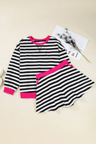 Black Stripe Contrast Edge Pullover and Shorts Plus Size Set Plus Size Matching Sets 7a025aebd66e3186