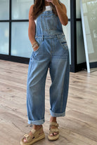 Dusk Blue Adjustable Buckle Straps Straight Leg Denim Overalls Jumpsuits 7a4210cc1d499b42