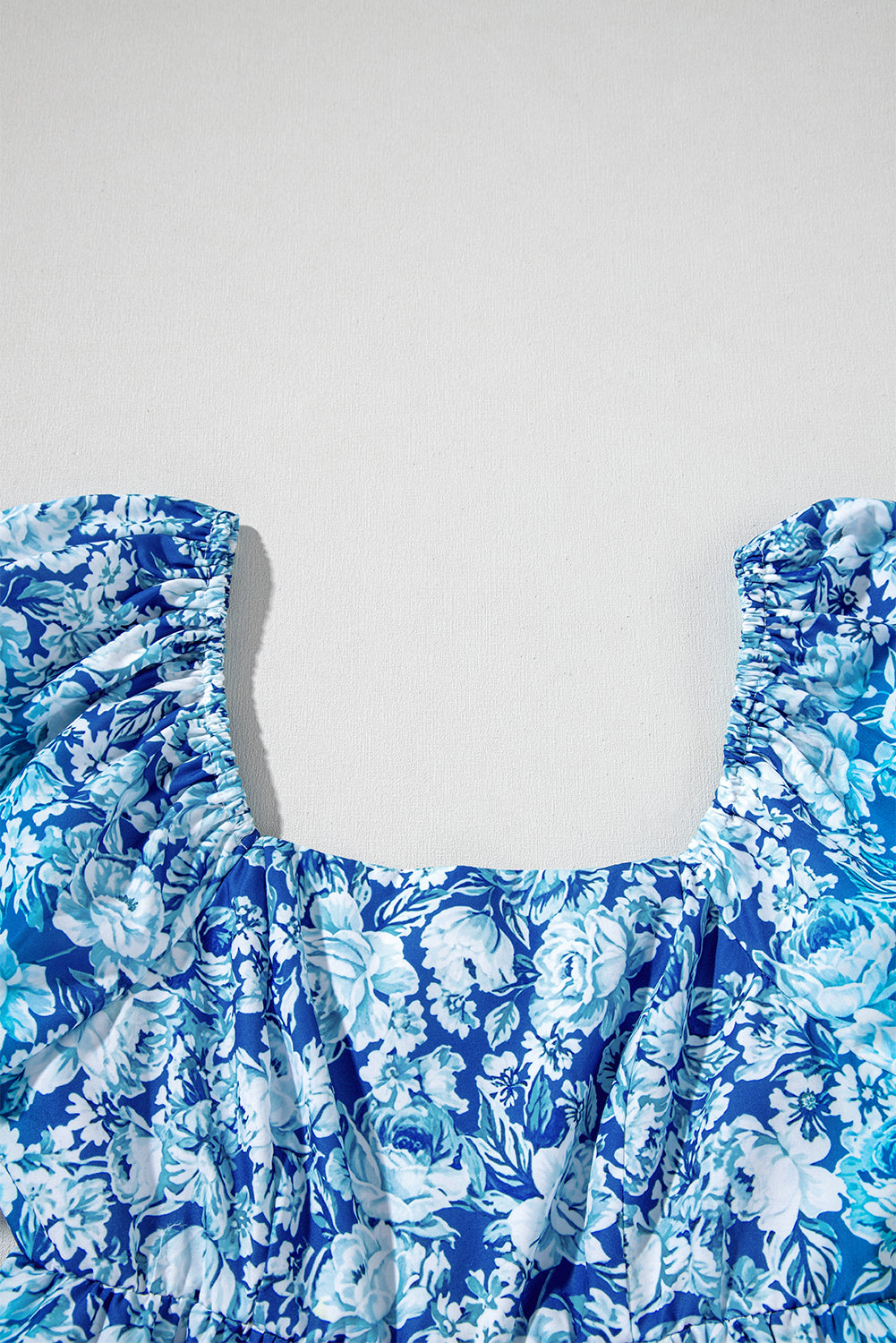 Blue Floral Puff Sleeve Babydoll Mini Dress Short Dresses 7a5d5dcb51057496