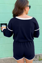 Bluing Colorful Striped Accent Varsity Long Sleeve Pullover and Shorts Matching Set Two Piece Sets 7aa28bdbd8c367ad