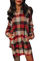 Red Plaid Button Front Side Slit Tunic Jacket Jackets 7ac5dcd4030b8a2a