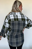 Black Plaid Print Textured Knit Buttoned Shacket Jackets 7ae9aa61fdfc5441