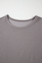 Carbon Grey Twisted Ribbed Textured Plain T Shirt T Shirts 7b135cfec40081cd