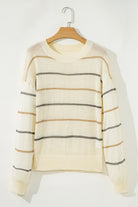 Brown Striped Ribbed Edge Drop Shoulder Sweater Sweaters 7b620049e8a53f8b