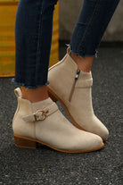 Beige Retro Pointed Toe Ankle Boots Boots 7ba511b5ae37b526